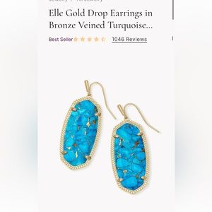 Kendra Scott Elle Gold Drop Earrings in Bronze Veined Turquoise